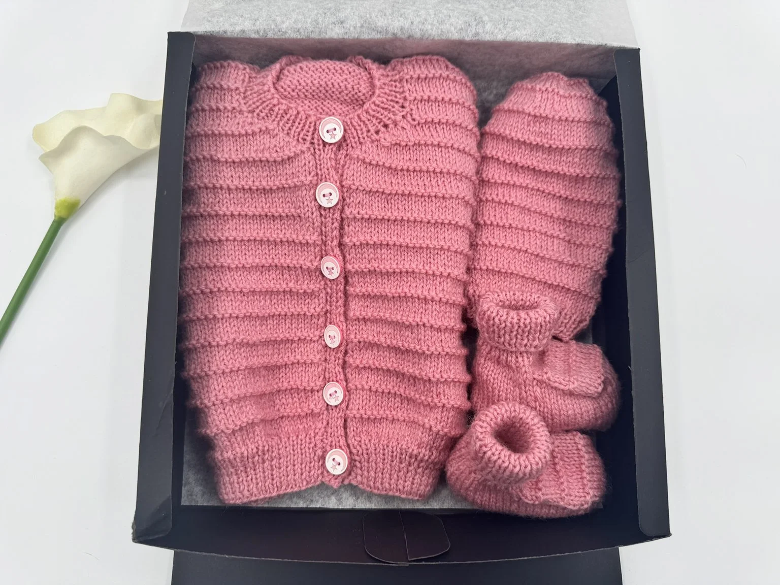 Knit Set Girl - Cardigan, Hat and Booties Boxed.JPEG