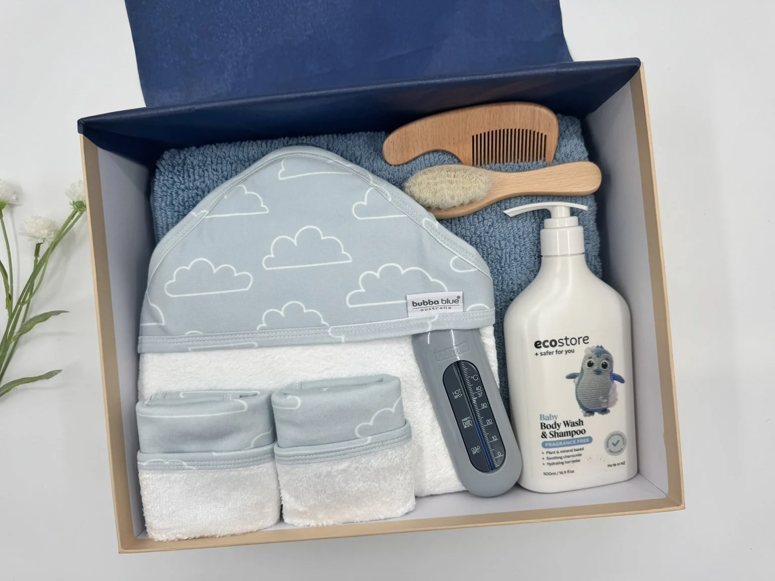 Bathtime Boy - Hooded Towel, Bath Towel, Toweling Wipe (2), Thermometer, Bubble Bath, Comb and Bush Boxed.JPEG
