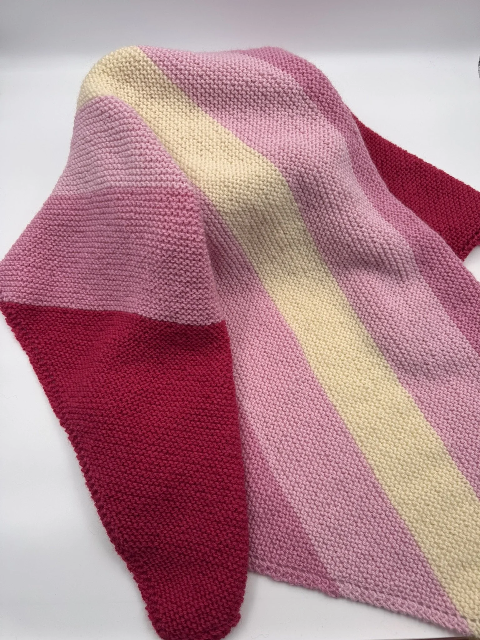 Knit Girl - Blanket Pink Stripes Draped From Front.JPEG