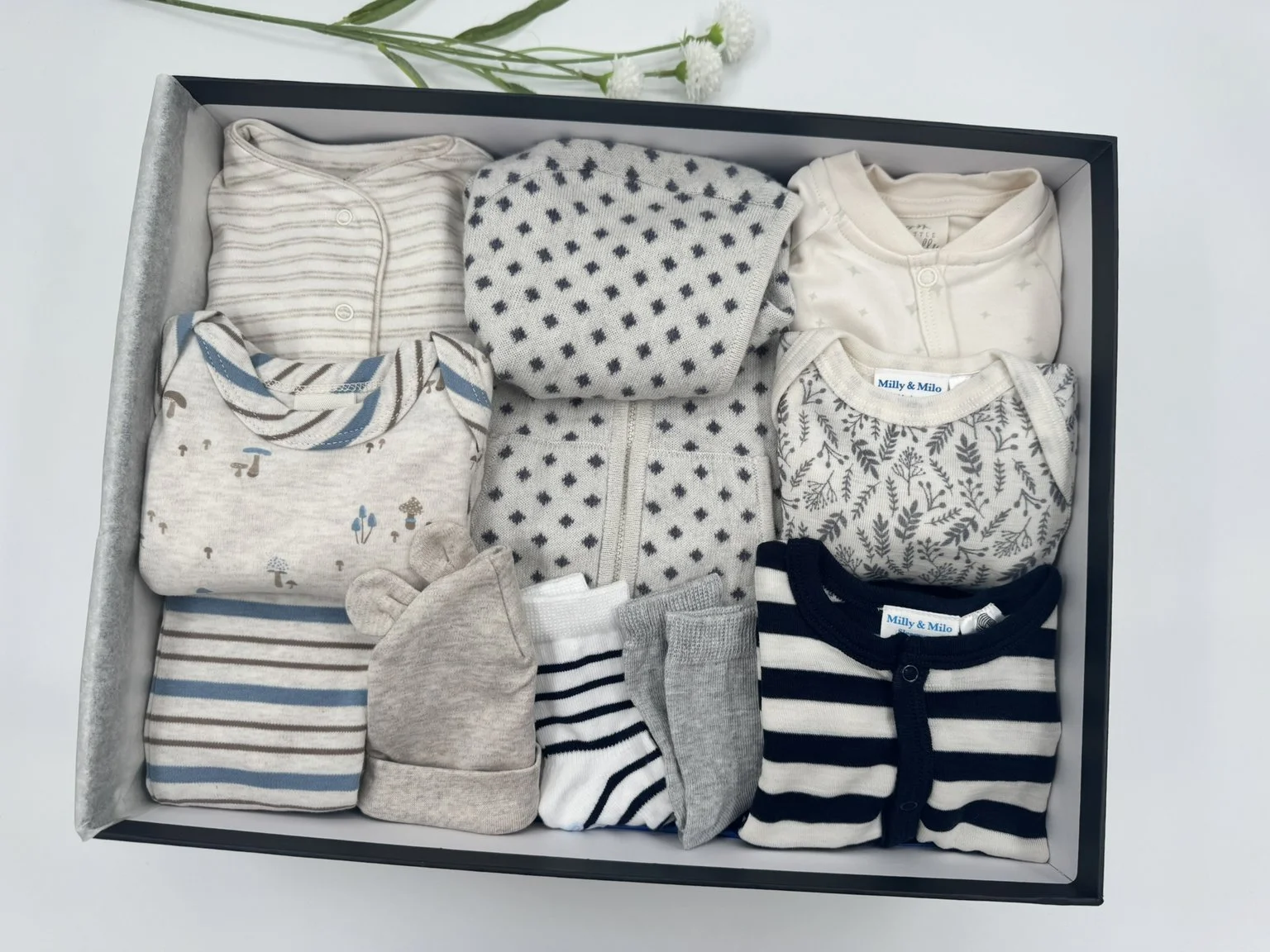 Deluxe Boy - Cardigan, Onesie (2) Two Piece, Merino Onesie (2), Socks and Hat Boxed Top Layer.JPEG