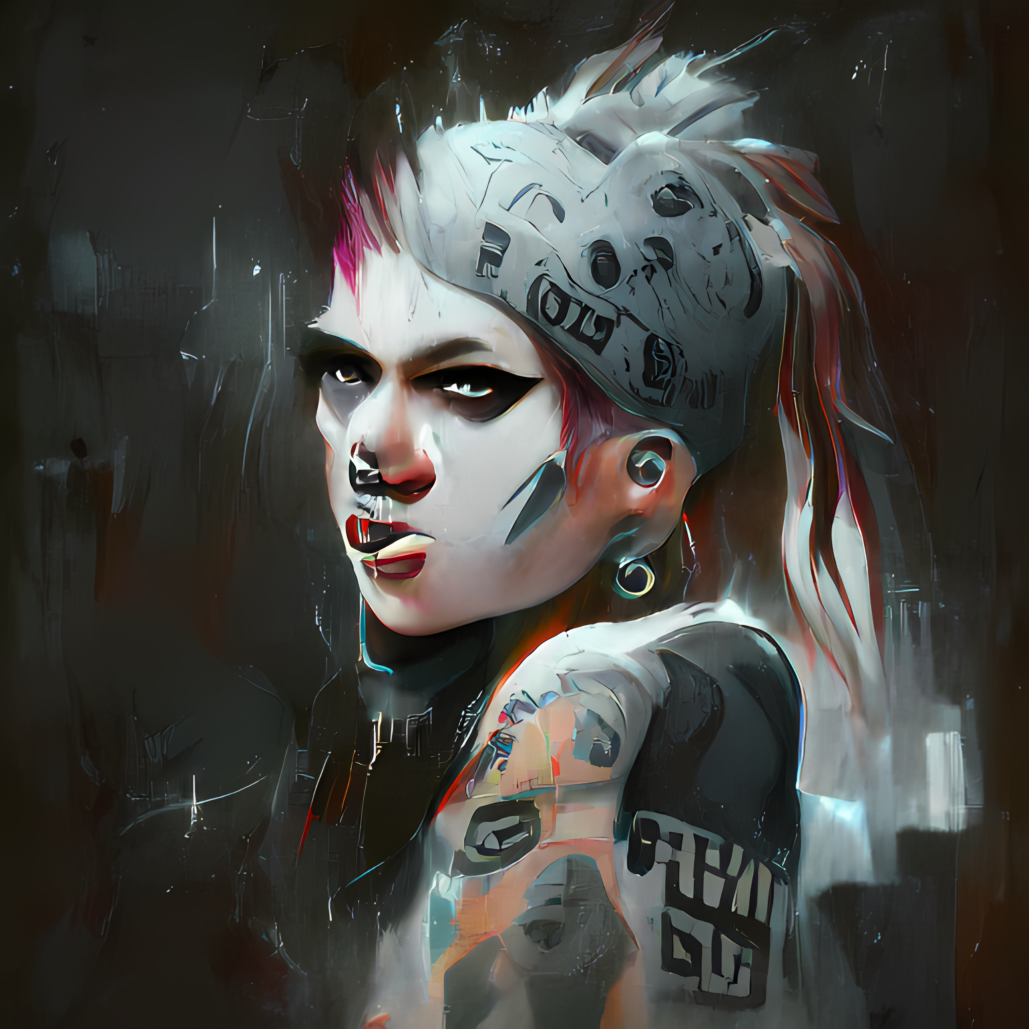 Punk rock woman with face tattoos_0.png