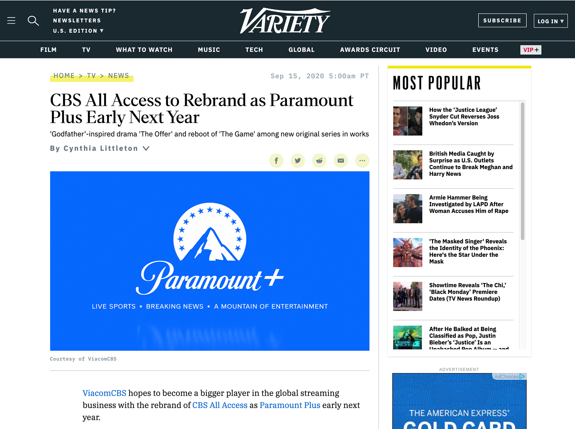 CBS All Access rebrands as Paramount+