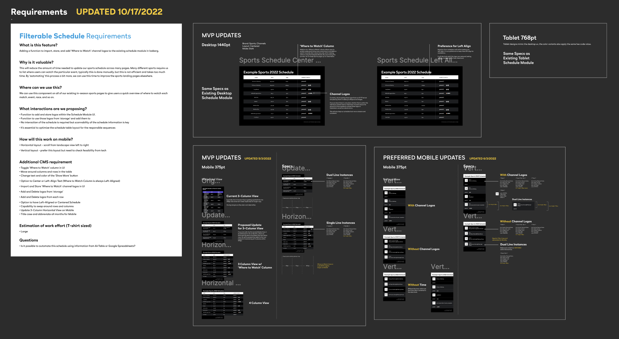 Improvements to Schedule on Sports LP