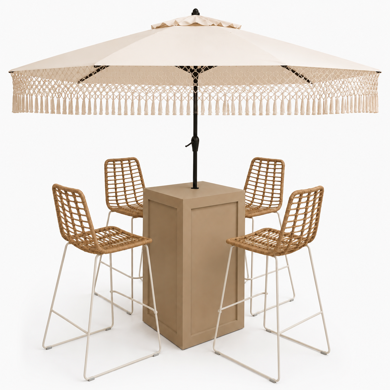 SanJuan Latte Alfresco Set 
Table + Umbrella + Stools