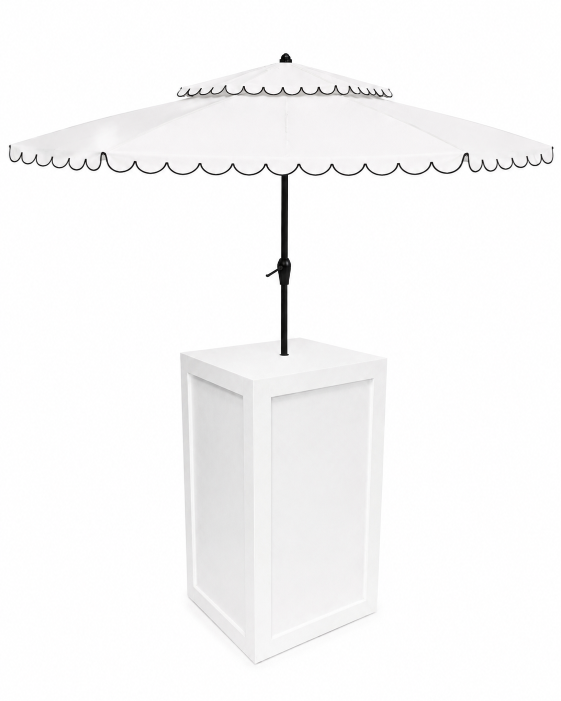 SanJuan White Table + Scallop Umbrella