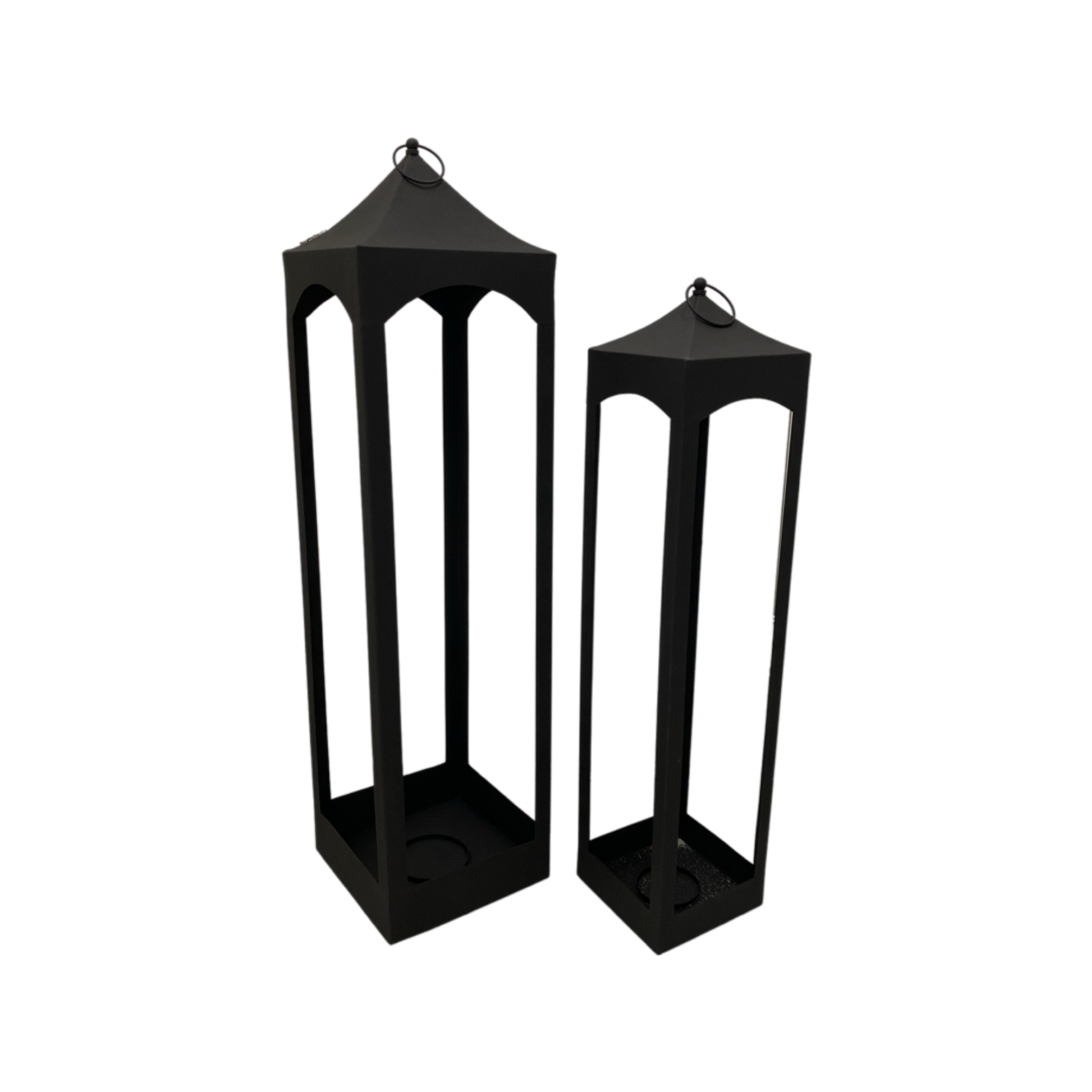 Black Floor Lantern Set:
46" and 39" Height