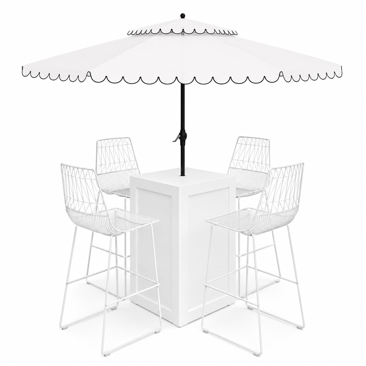 SanJuan White Alfresco Set -
Table + Umbrella + Stools 