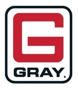 Logo with a red letter G and the word 'GRAY' underneath in black.