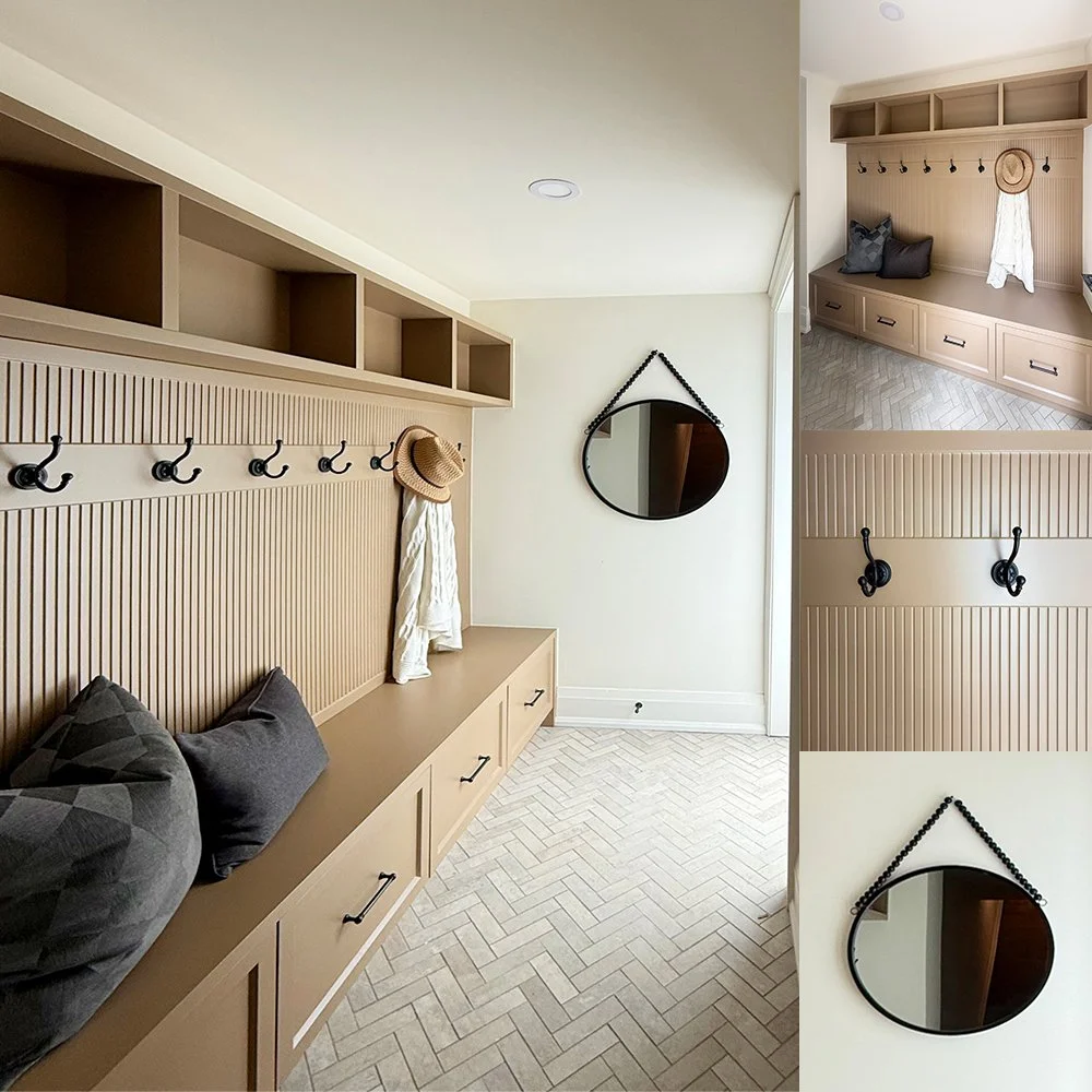 A mudroom is the transition space between the outdoors and the heart of your home. It&rsquo;s where you shake off the day, drop your bags, hang your coat, and reset.⁠
⁠
This design brings purpose to every detail: exposed hooks for easy access, deep d