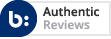 Black and gray banner with the text 'Authentic Reviews' and a stylized 'g' logo.