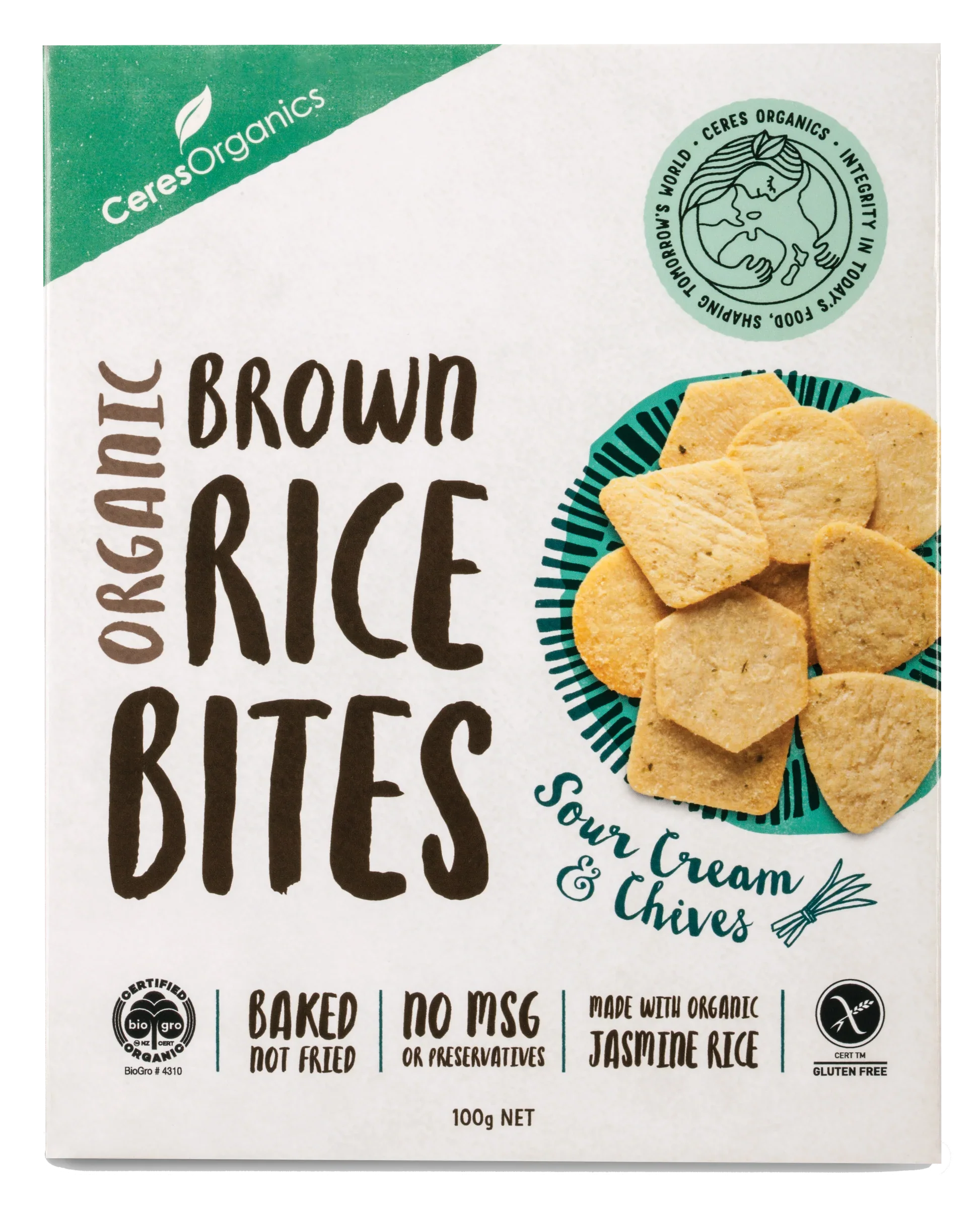 Ceres Organics - Rice Bites - Sour Cream and Chives 100g