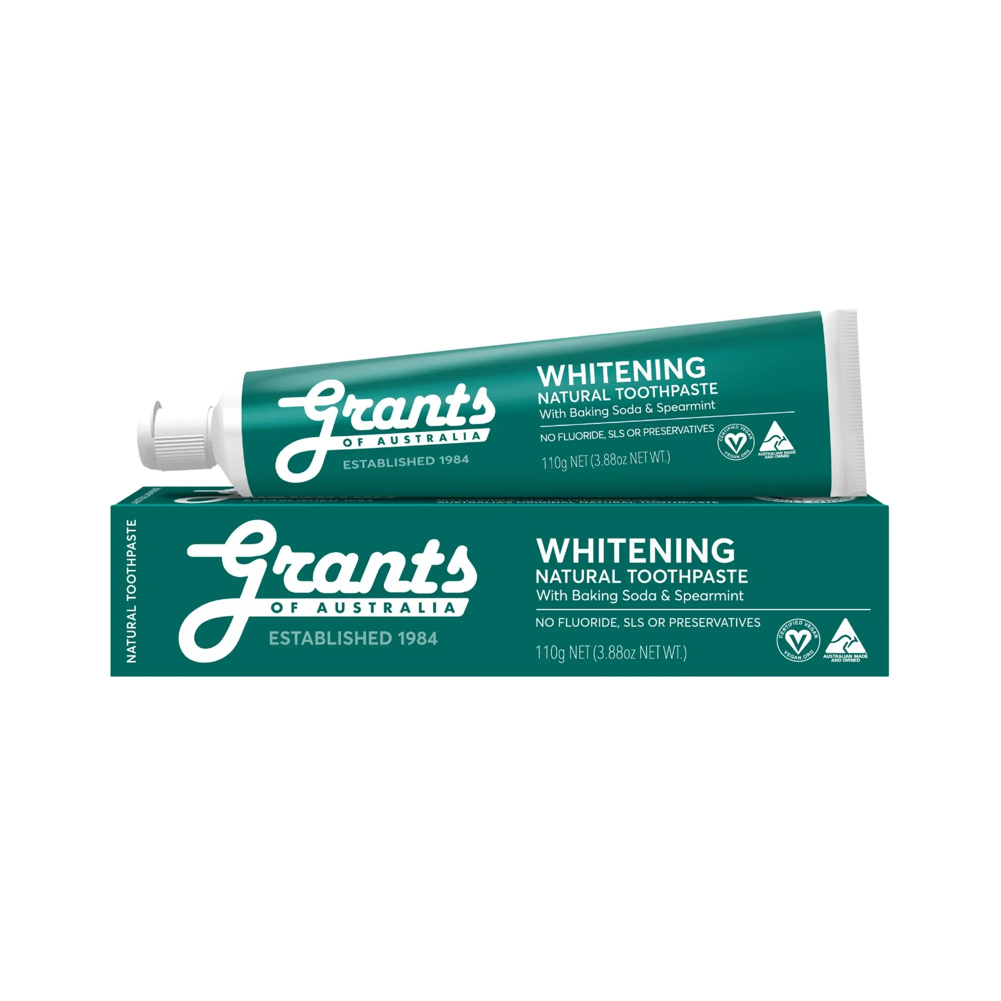 Grants - Natural Toothpaste - Whitening Baking Soda & Spearmint110g