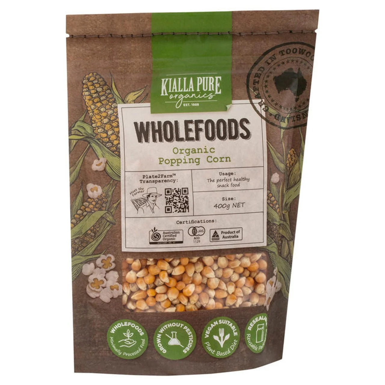 Kialla Pure Organic Popping Corn 400g
