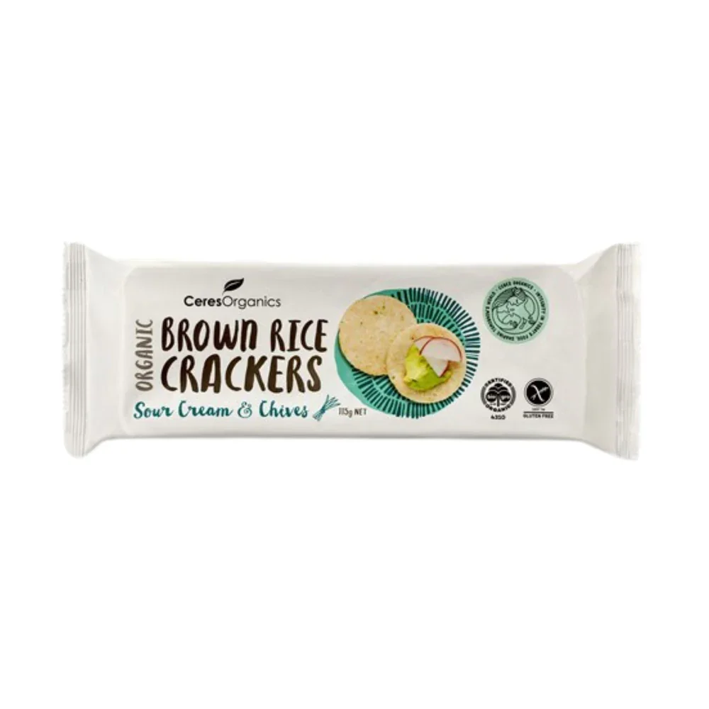 Ceres Organics - Brown Rice Crackers - Sour Cream and Chives 115g