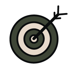 A target with an arrow hitting the bullseye.
