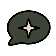 A speech bubble with a star inside
