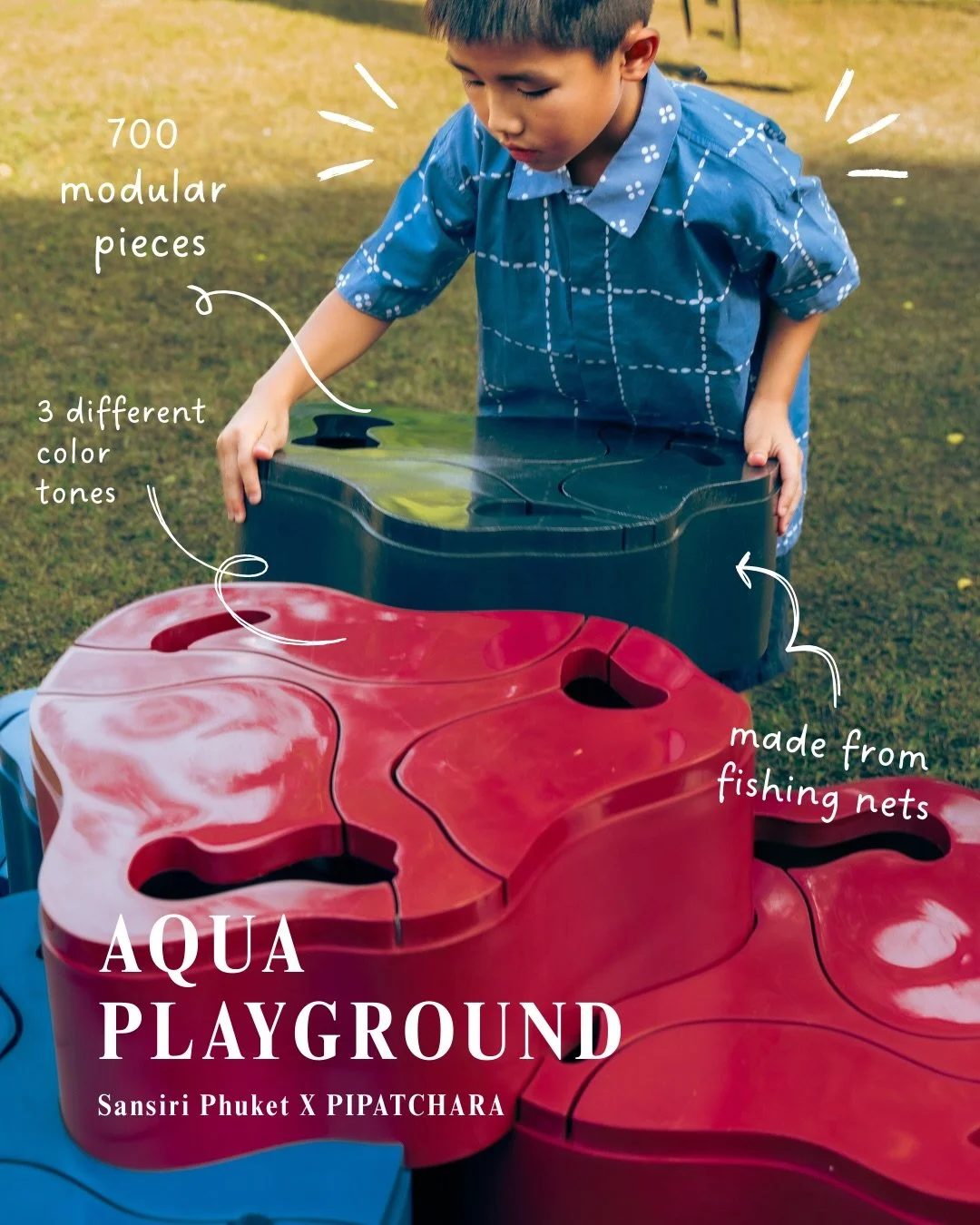 Yesterday, @pipatchara and @sansiriplc @thesocietyth unveiled &ldquo;Aqua Playground,&rdquo; an installation repurposing discarded fishing nets into a large-scale interactive art space. 

Guest explored the sculptural environment, attended a panel di