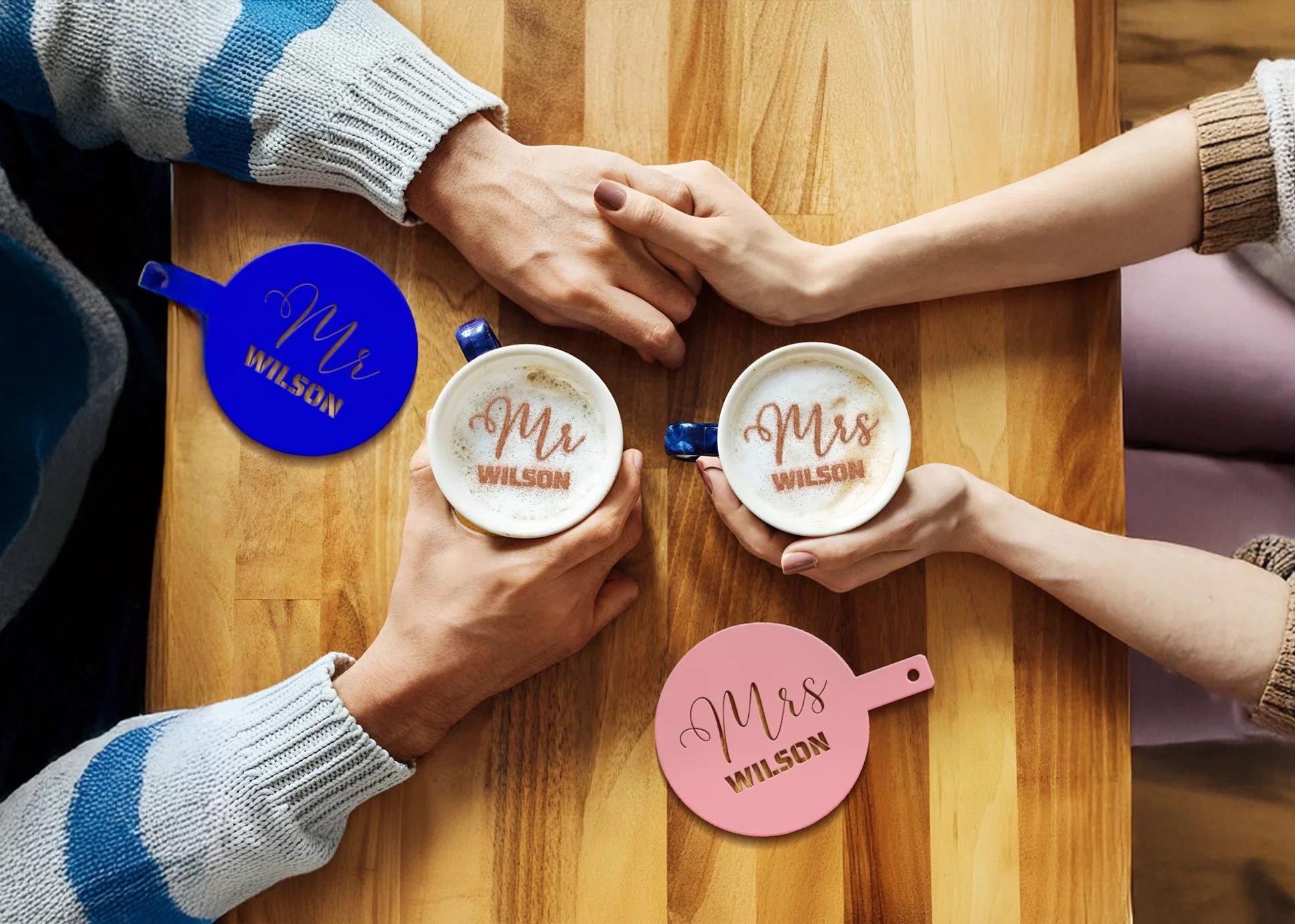 Reusable coffee stencil designed for branding on cappuccino foam