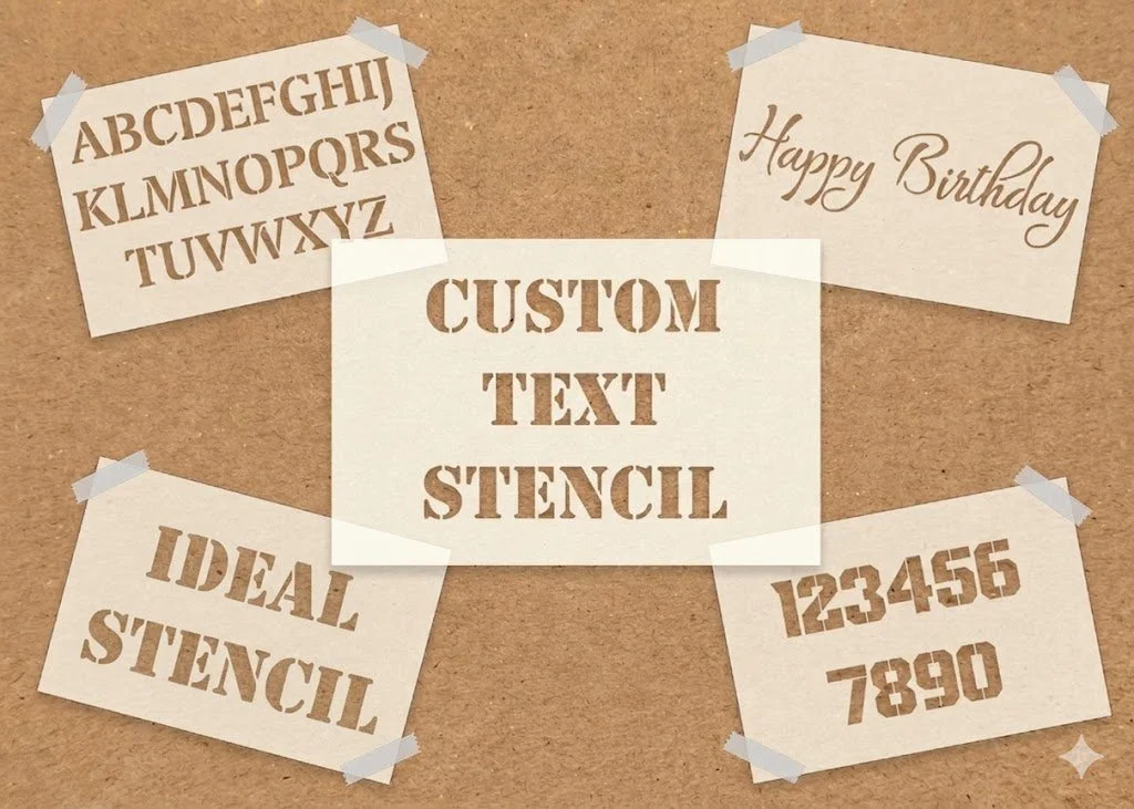 Letter and number stencils for signage, marking and repeat-use lettering