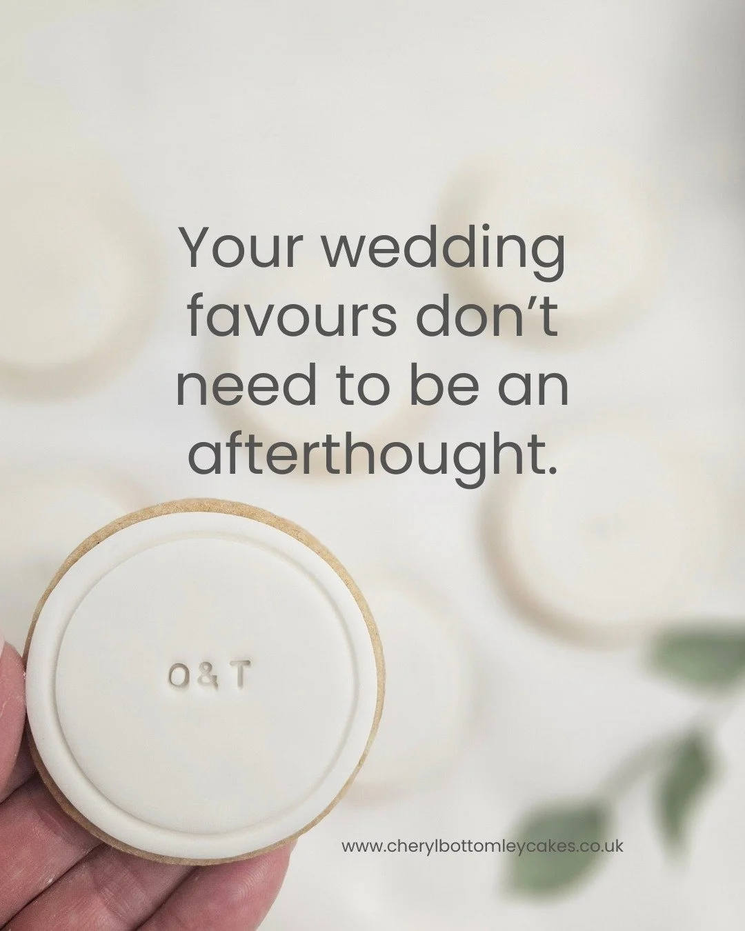 Your wedding favours don&rsquo;t need to be an afterthought.

Custom iced biscuits can carry the same textures, colours, and fonts from your cake and invitations tying every detail together.

They&rsquo;re as beautiful on display as they are deliciou