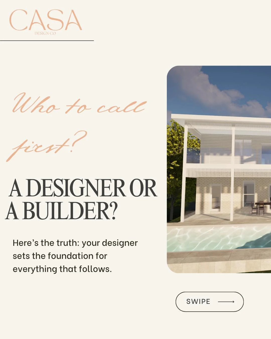 Thinking of starting your project by calling a builder first? 🤔 Here&rsquo;s why the best builds begin with the right designer.

At Casa Design Co, we design with construction in mind from the very first sketch. With our 15+ years experience in on s