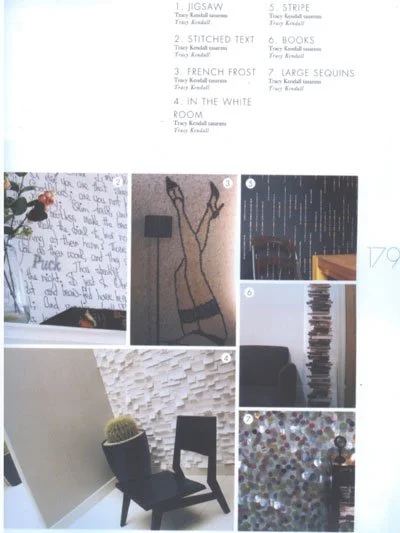 A collage of six images showcasing different art and decor pieces, including sketches, wall art, stacked books, a cactus in a pot, and abstract textured art.