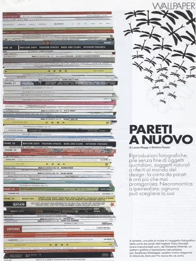 Stacked books on the left page and black paper cut-out designs of dragonflies on the right page. Text and photographs are present on the right side.