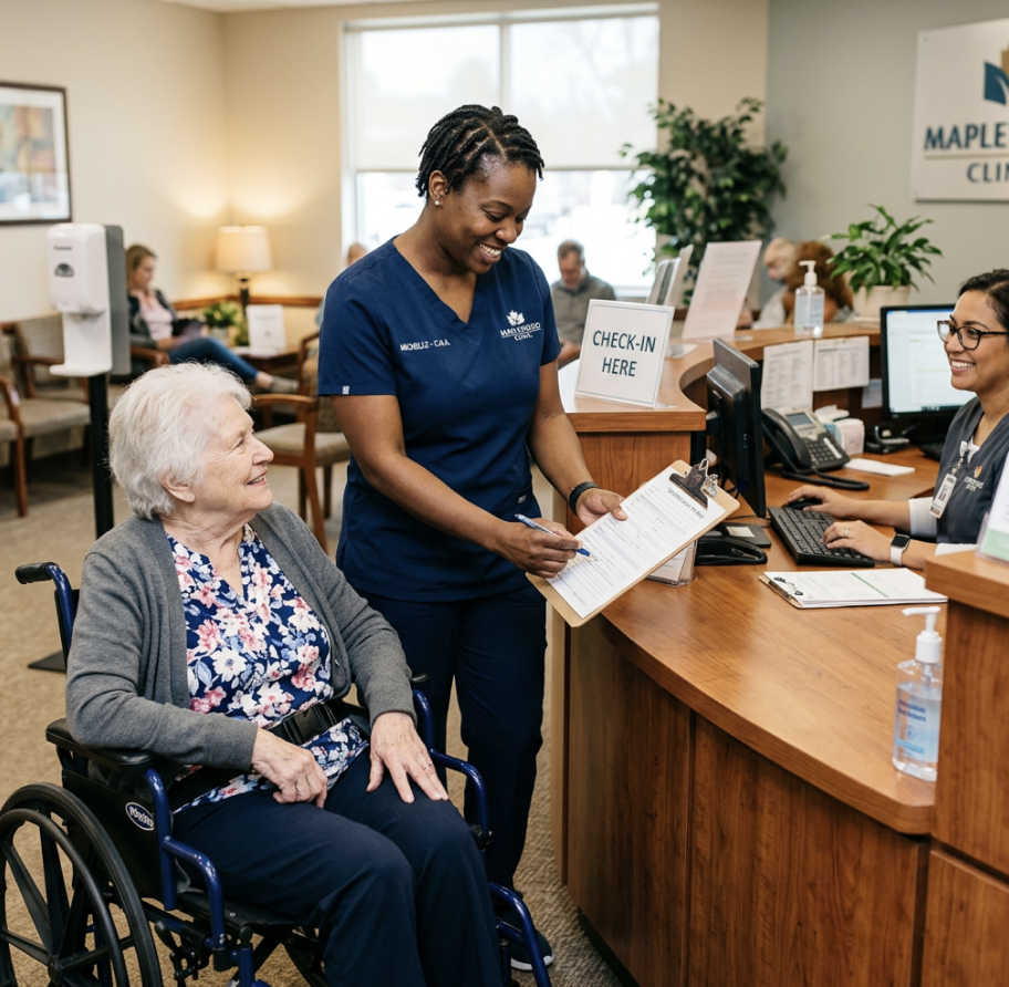 Checking client into appointment