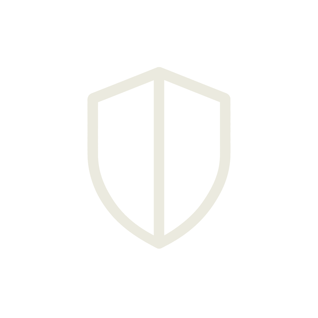 Black background with a white shield outline consisting of two vertical halves.