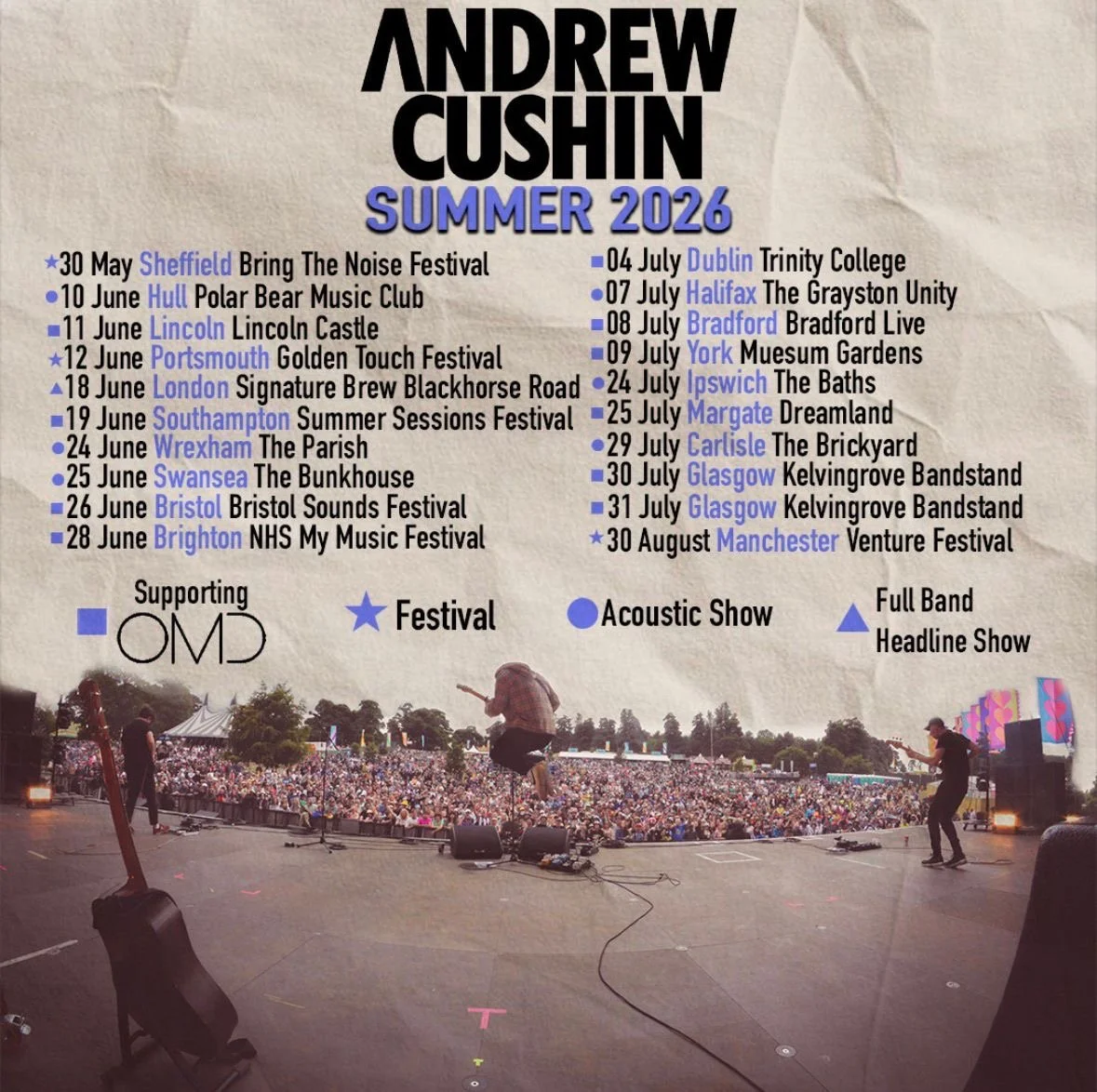 Andrew Cushin Shares Summer 2026 Live Dates