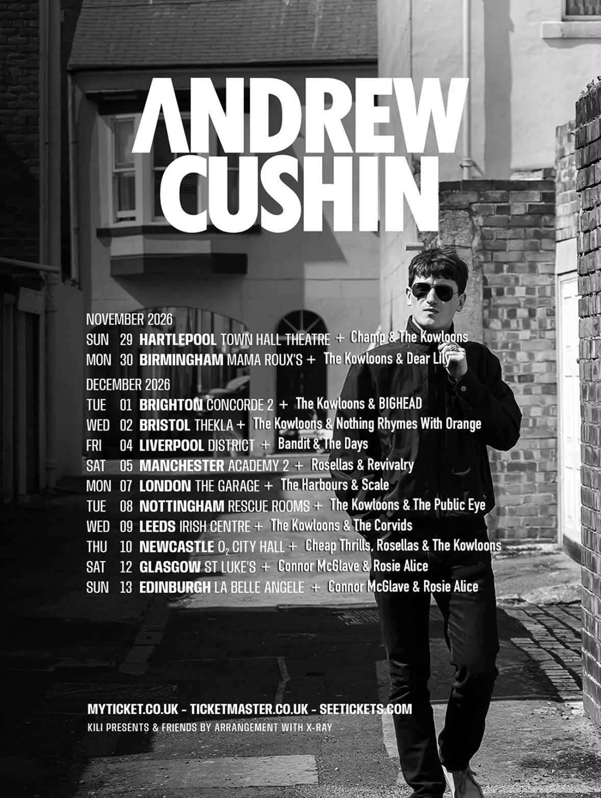 Andrew Cushin announces supports for forthcoming UK headline tour