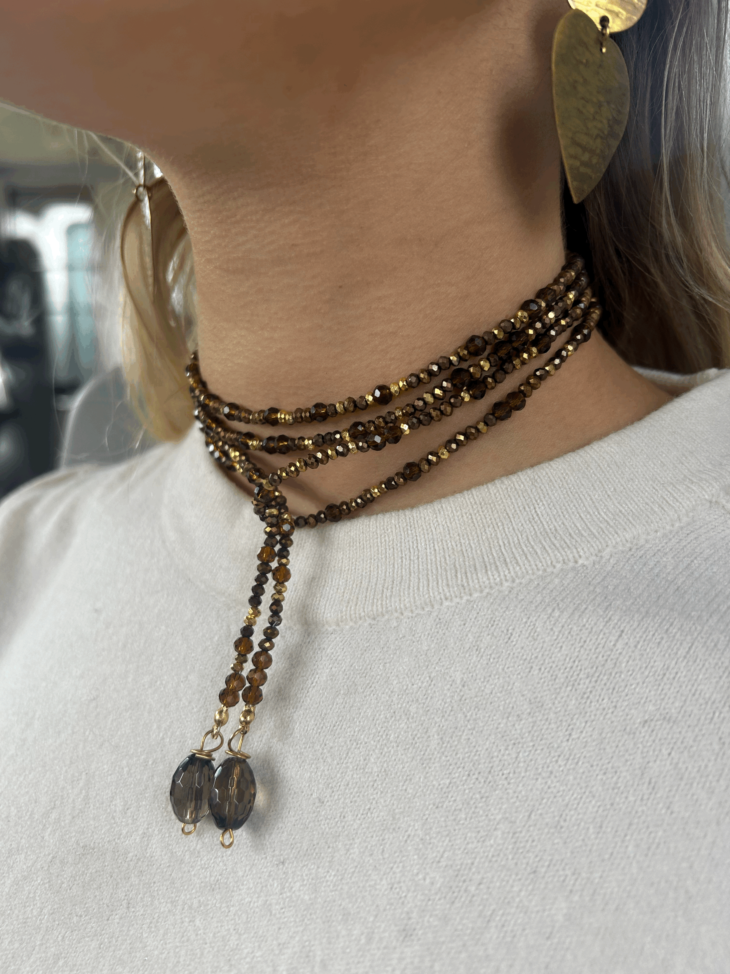 Spaghetti marrone con quarzi fumé