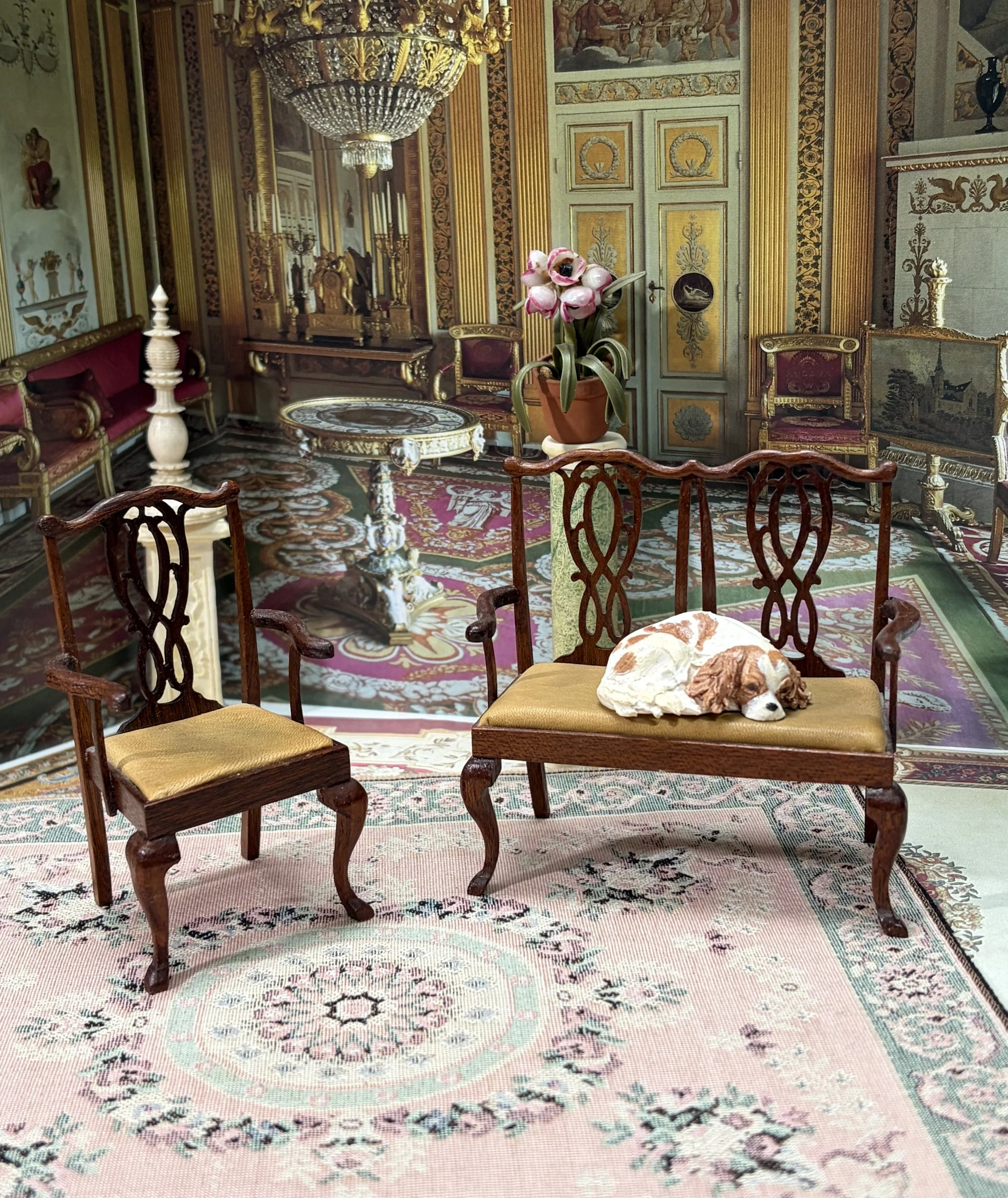 Chippendale carver chair & settee