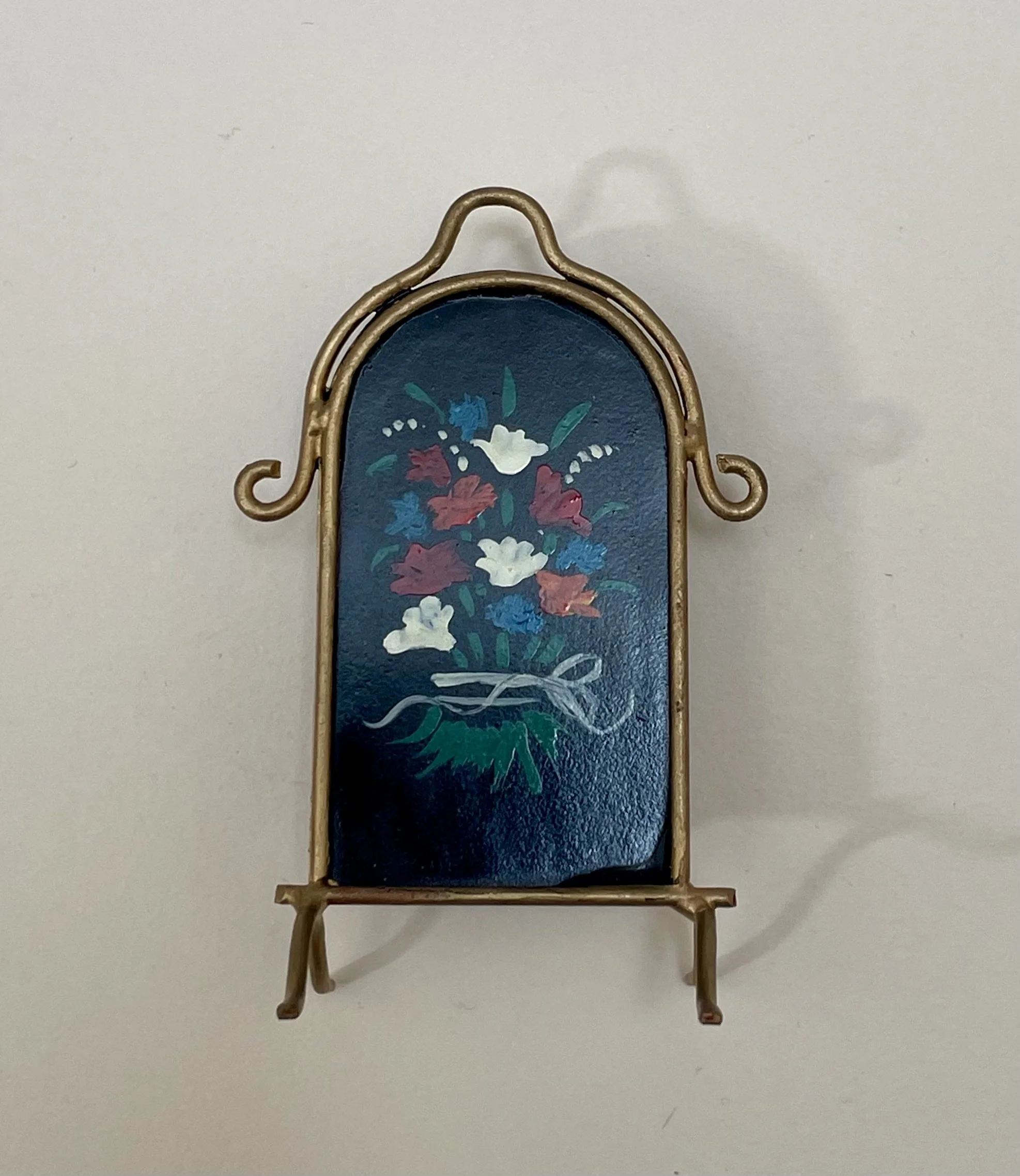 Hand painted metal fire screen