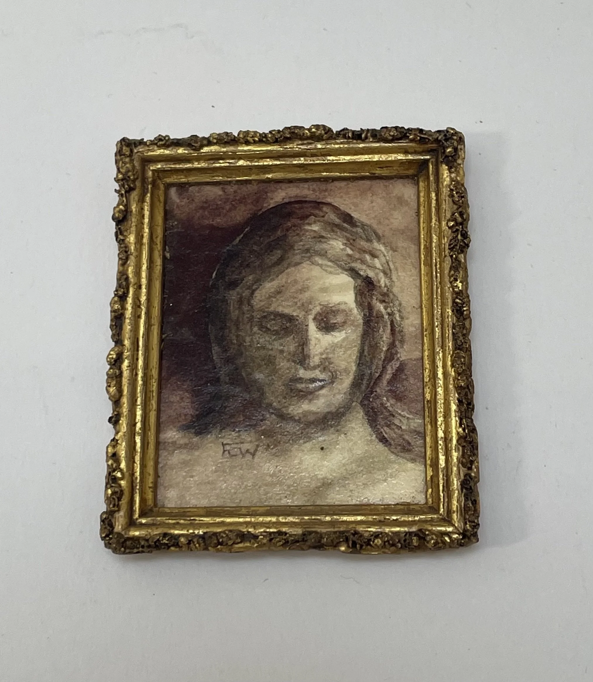 Oil painting after a Michaelangelo Crucifix