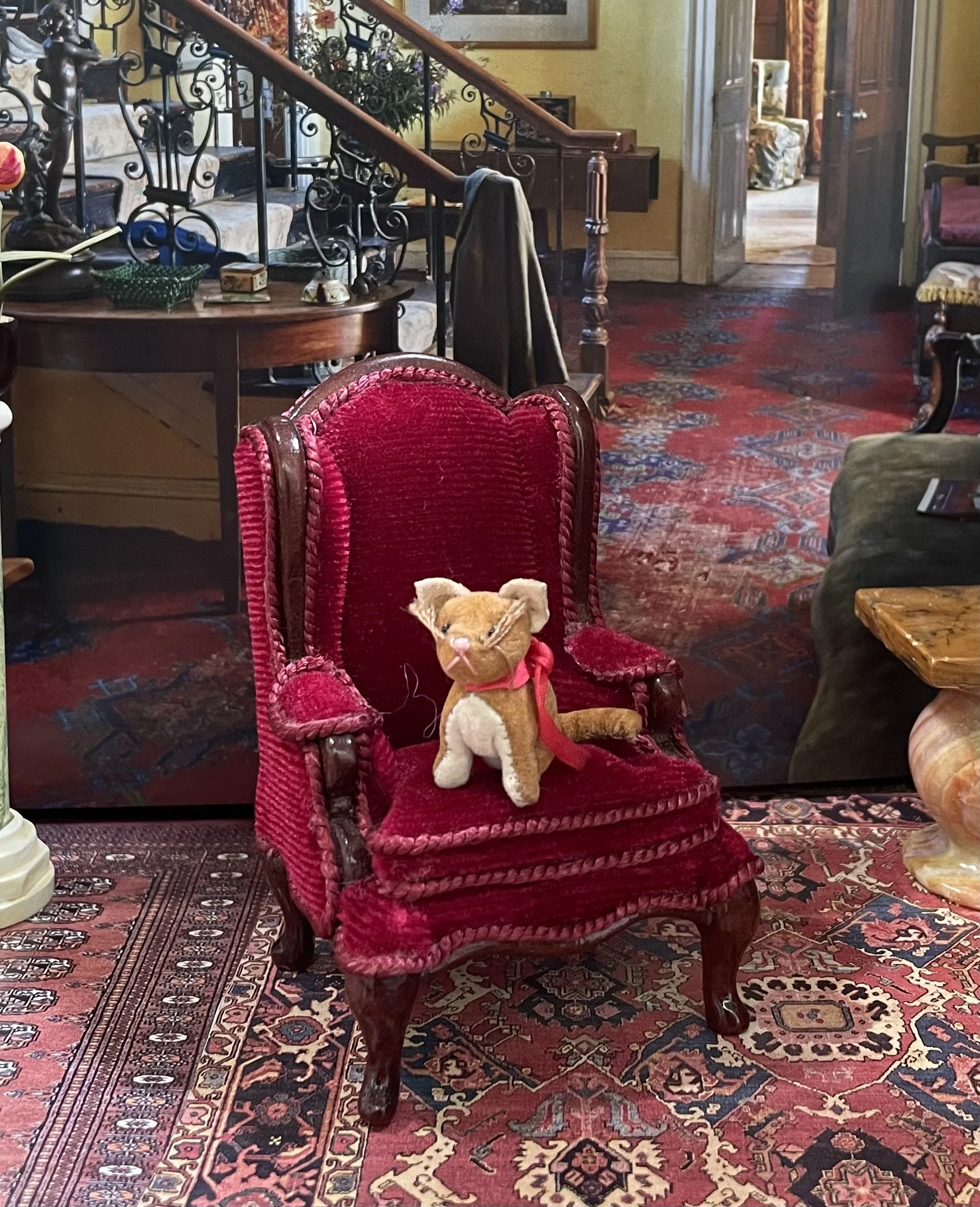 Red velvet arm chair