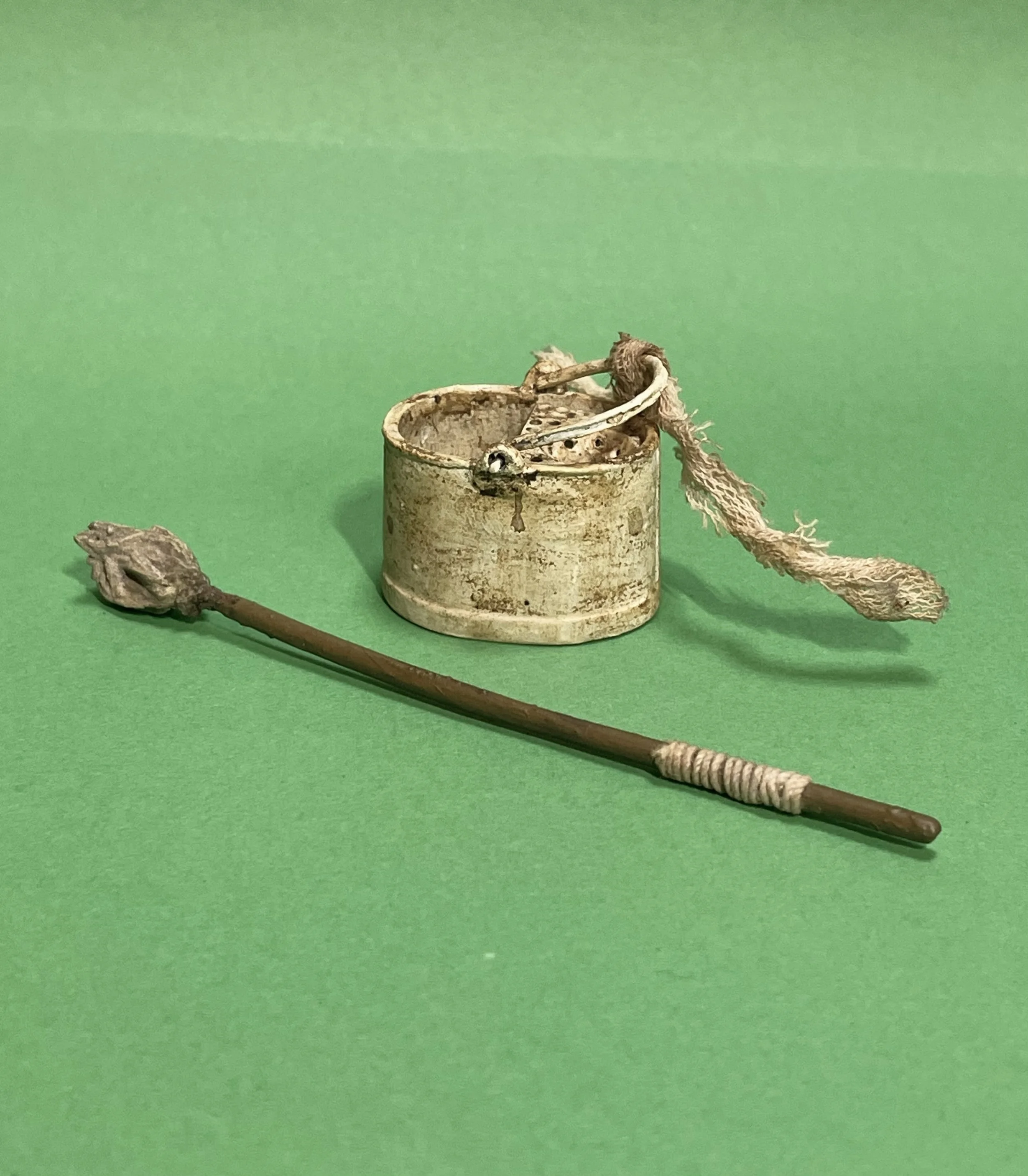 Distressed mop & bucket