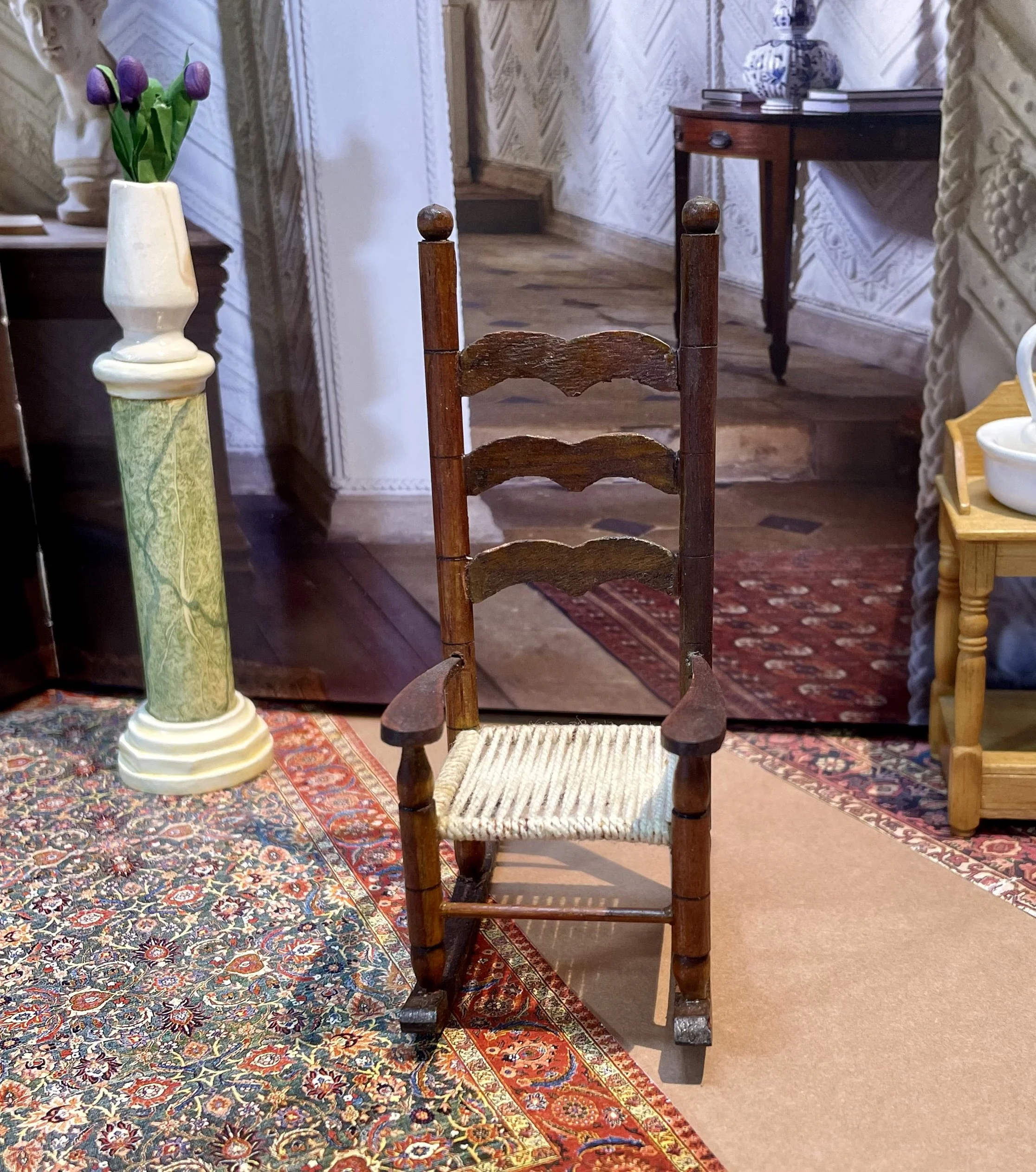 Rocking chair with rush seat