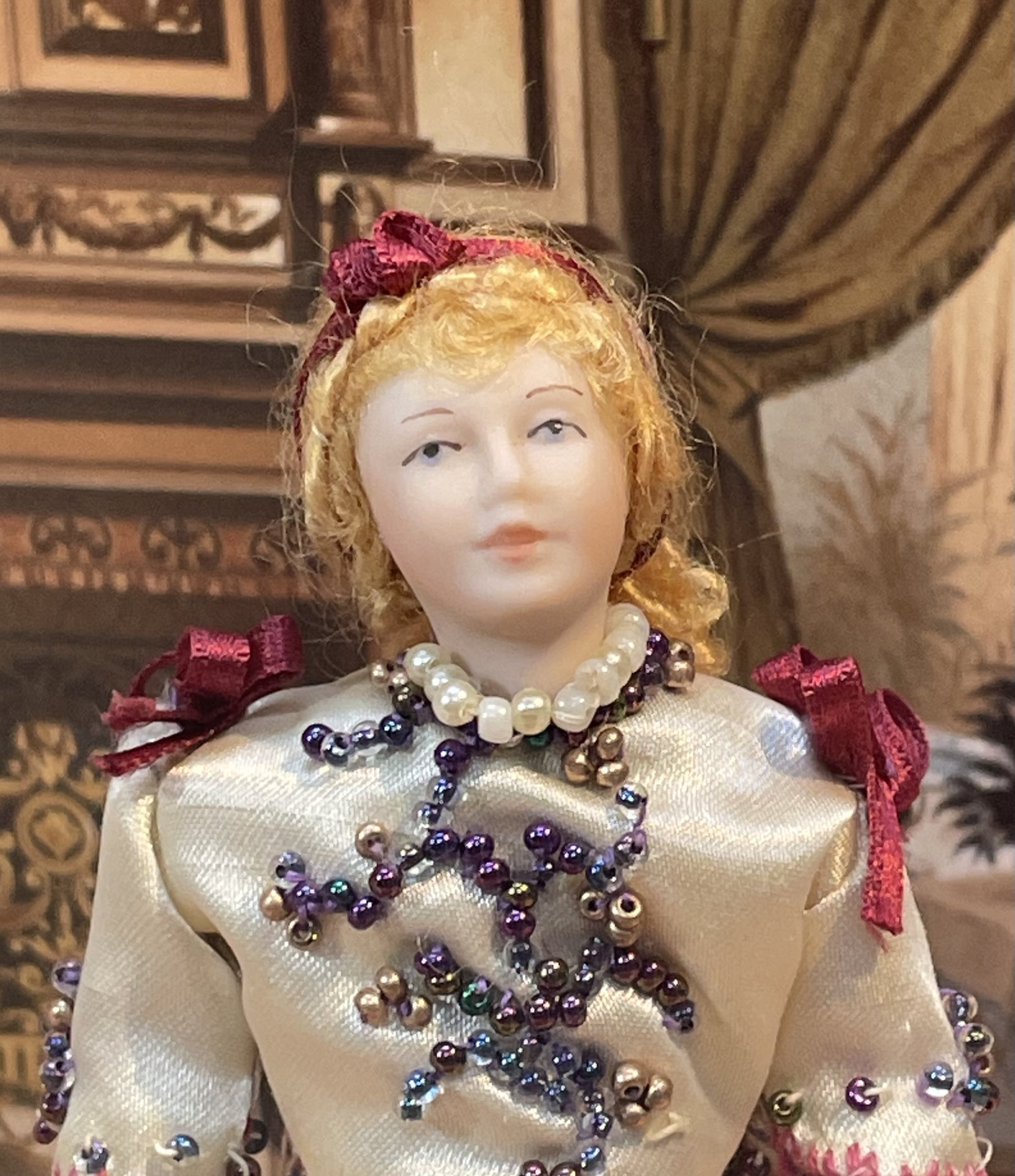 Lady in beaded dress