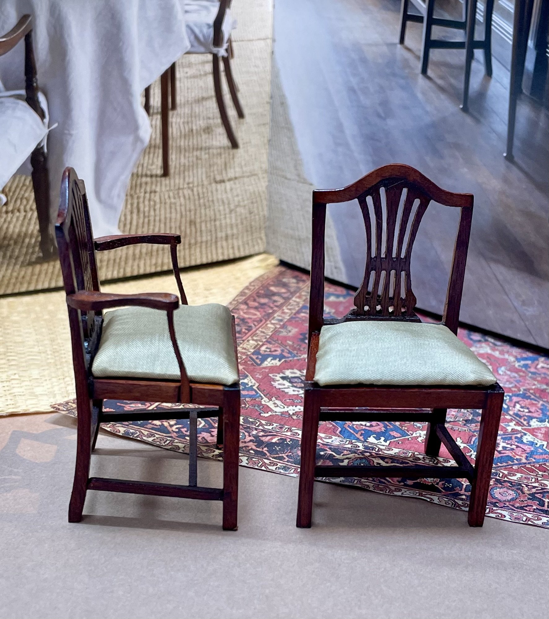 Dining chairs with gold seats