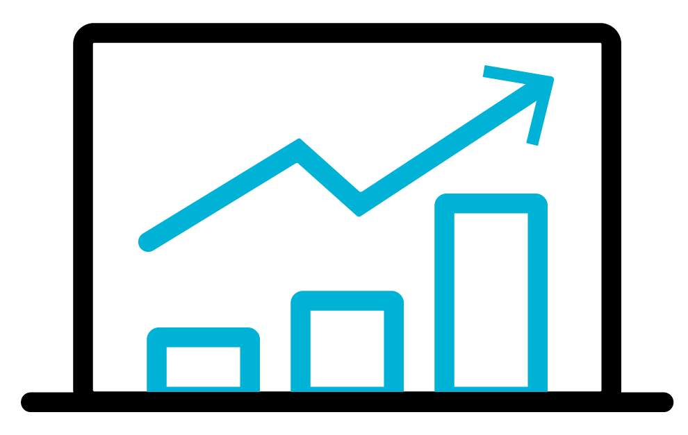 Graphique représentant une croissance avec un graphique à barres et une tendance haussière.