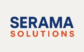 Logo de SERAMA Solutions avec le nom en bleu et orange