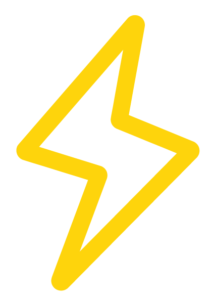 Une icône de décharge électrique jaune sur fond noir.