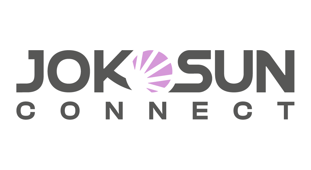 Logo de Jok Sun Connect avec un design circulaire violet au centre.