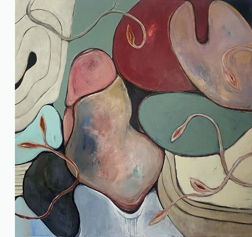 RITE OF SPRING, 2025 / £2000 / 150 x 150 cm / Acrylic, oil stick, Indian ink and pastel on canvas