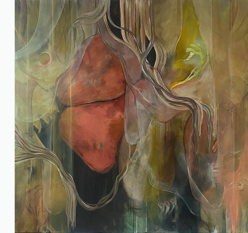 LAIR, 2025 / £2000 / 200 x 200 cm / Acrylic, oil stick, charcoal and Indian ink on canvas