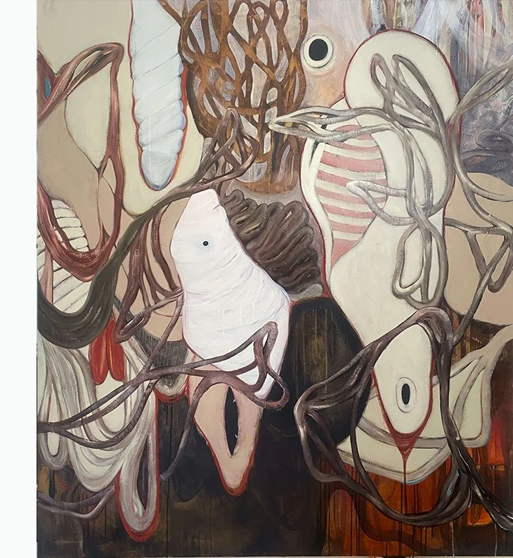 TENEBROUS, 2024 / £2000 / 200 x 170 cm / Acrylic, oil stick, indian ink and pastel on canvas