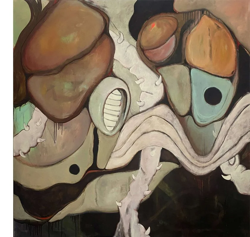THE HOWLING, 2025 / £2000 / 165 x 165 / Acrylic, oil stick, charcoal, Indian ink and pastel on canvas