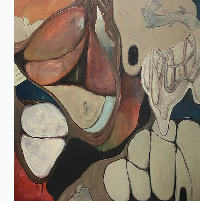 CATACOMBS, 2025 / £2000 / 180 x 160 cm / Acrylic, oil stick, Indian ink and pastel on canvas 