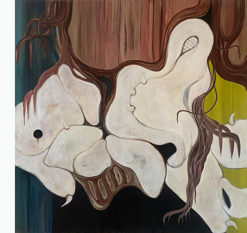 THE DREAMING, 2025  / £2000 / 160 x 160 cm / Acrylic, oil stick, Indian ink and pastel on canvas